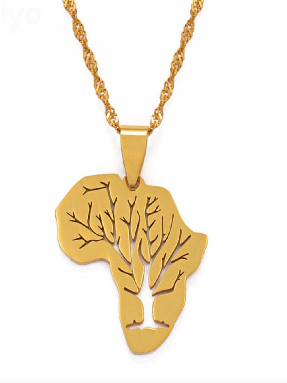 Gold Africa Tree Pendant Necklace 18inch - Women's Jewelry